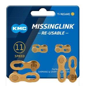 2x Pairs KMC 11R 11 Speed Reusable Missing Link Ti-N Gold