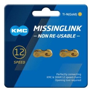 2x Pairs KMC 12R 12 Speed Missing Link Ti-N Gold