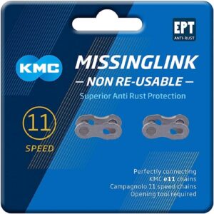 2 x Pairs KMC 11 Speed EPT Non Reusable Silver Chain Missing Link