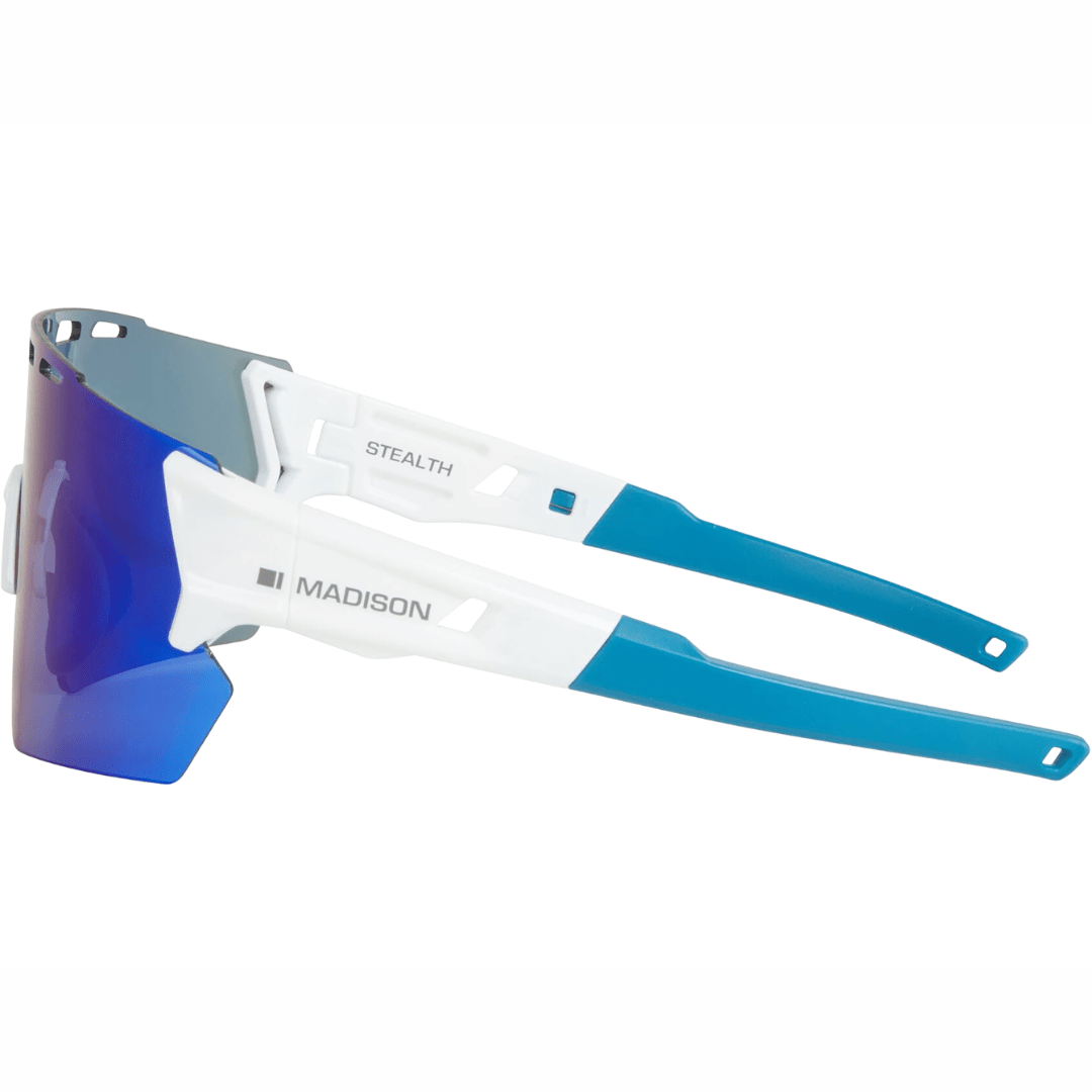 Alternative view of Madison Stealth Gloss White Cycling Sunglasses - Blue Mirror Lens