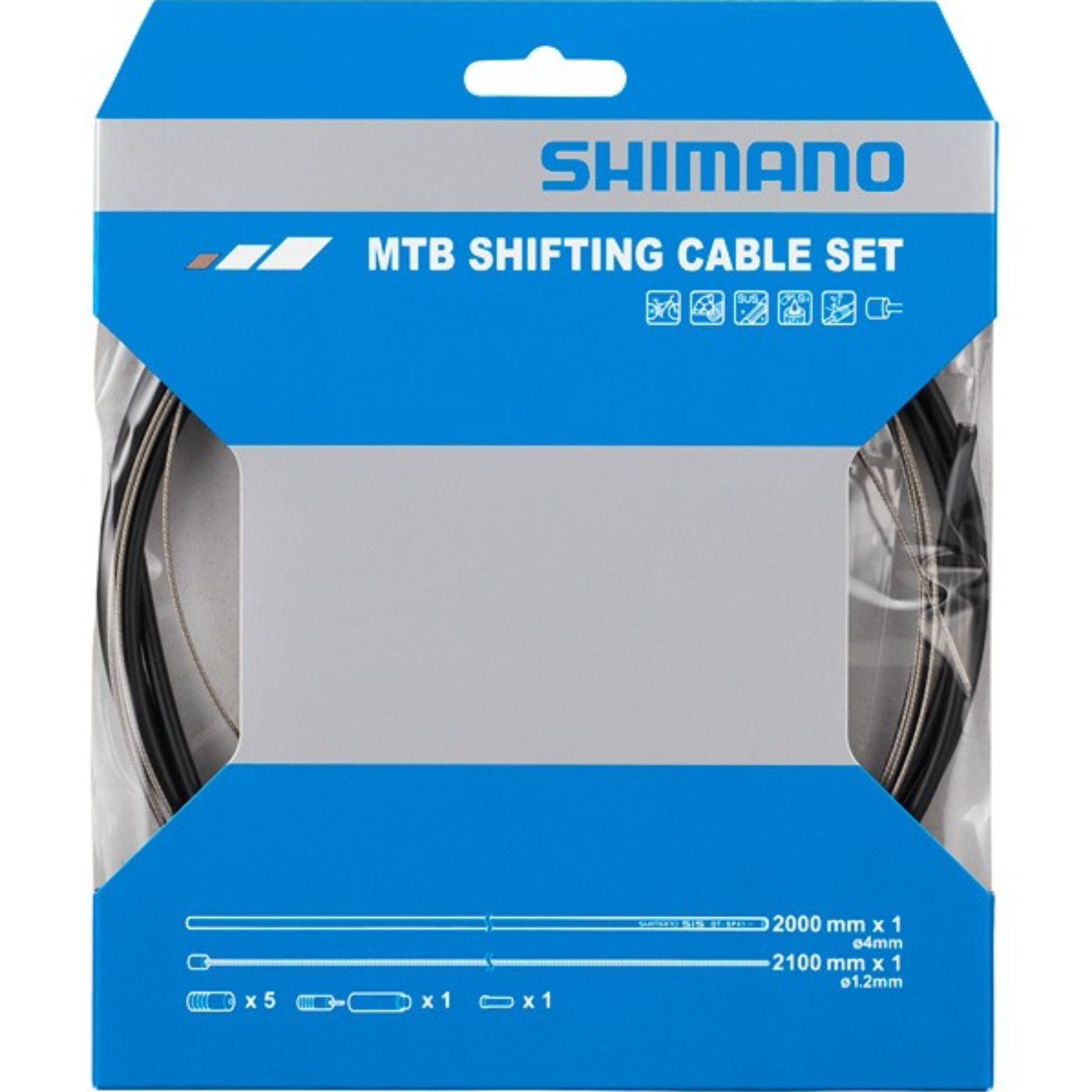 Shimano MTB Gear Cable Set For Rear Only Stainless Steel Inner Black