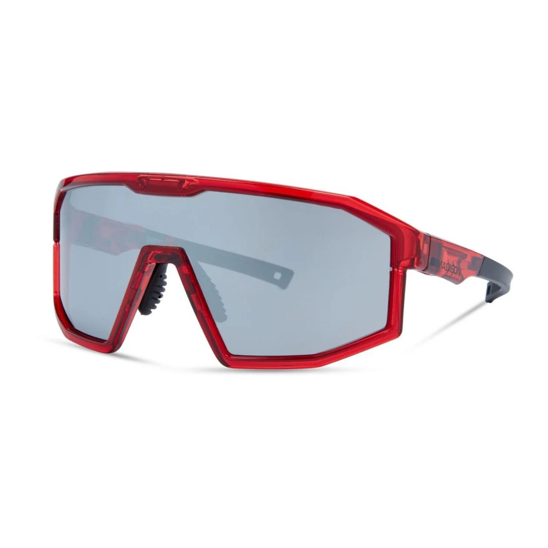Madison Enigma Sunglasses 3 Pack - Crystal Red Frame with Black Mirror , Amber and Clear Lens