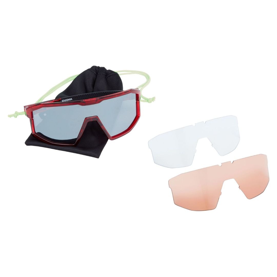 Madison Enigma Sunglasses 3 Pack - Crystal Red Frame with Black Mirror , Amber and Clear Lens - Image 3