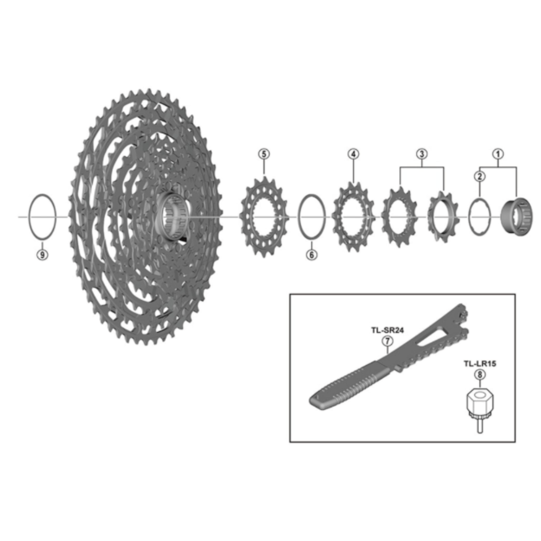Alternative view of Shimano XTR CS-M9100 sprocket wheel, 10T and 12T