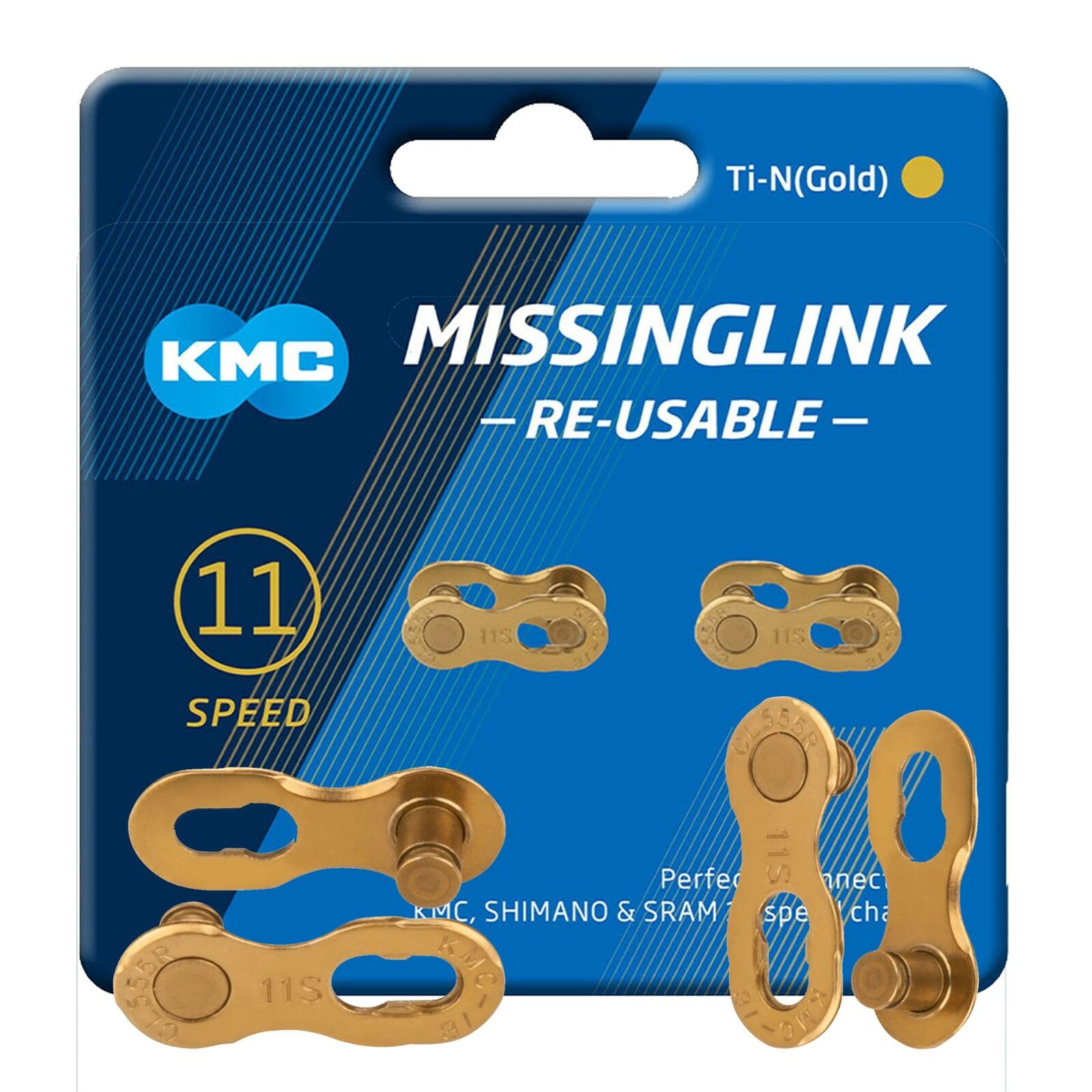 2x Pairs KMC 11R 11 Speed Reusable Missing Link Ti-N Gold