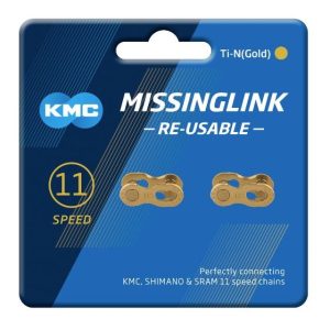 Alternative view of 2x Pairs KMC 11R 11 Speed Reusable Missing Link Ti-N Gold