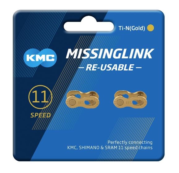 2x Pairs KMC 11R 11 Speed Reusable Missing Link Ti-N Gold - Image 2