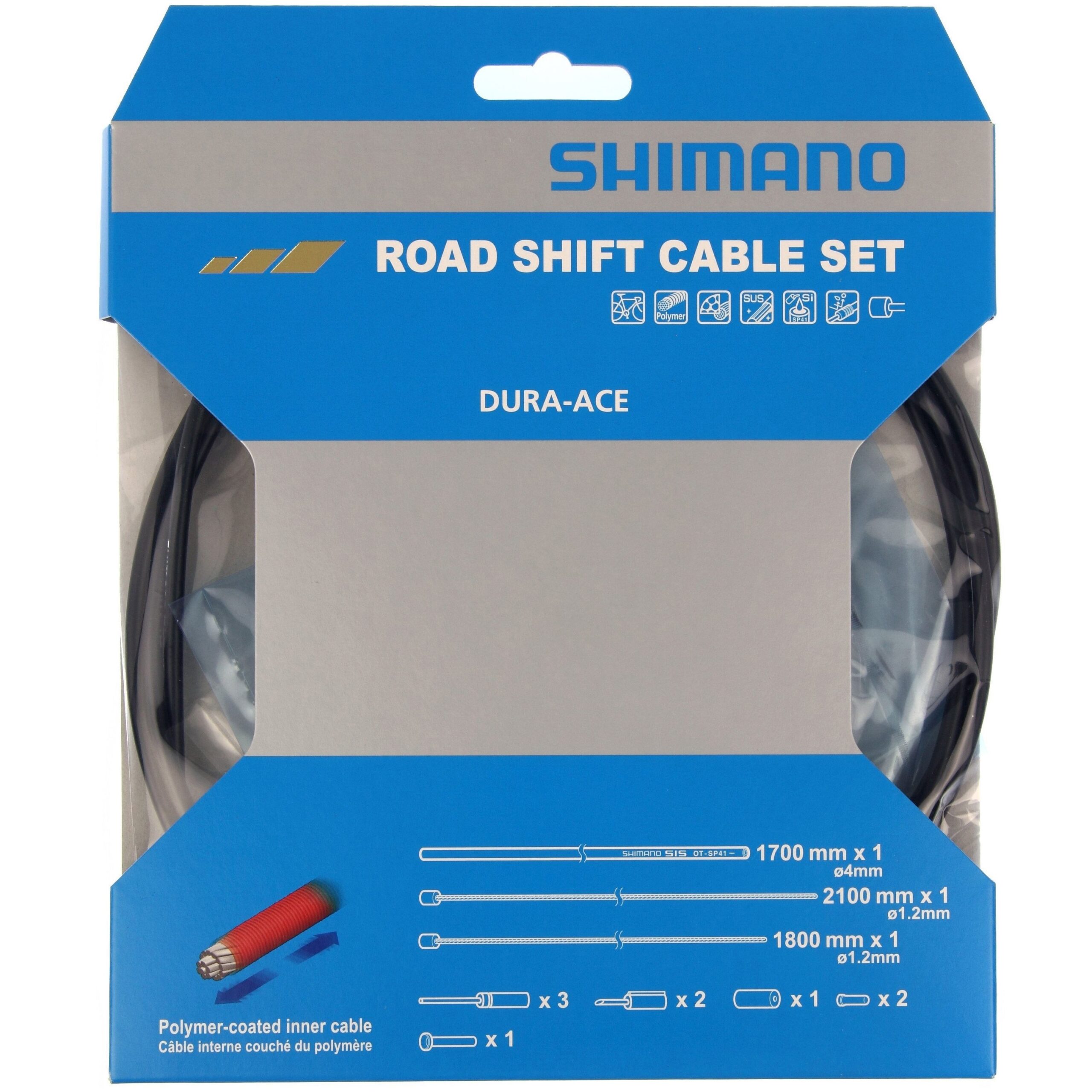 Shimano Dura Ace Road Gear Cable Set with Polymer Coated Inners - Black