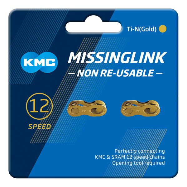 2x Pairs KMC 12R 12 Speed Missing Link Ti-N Gold