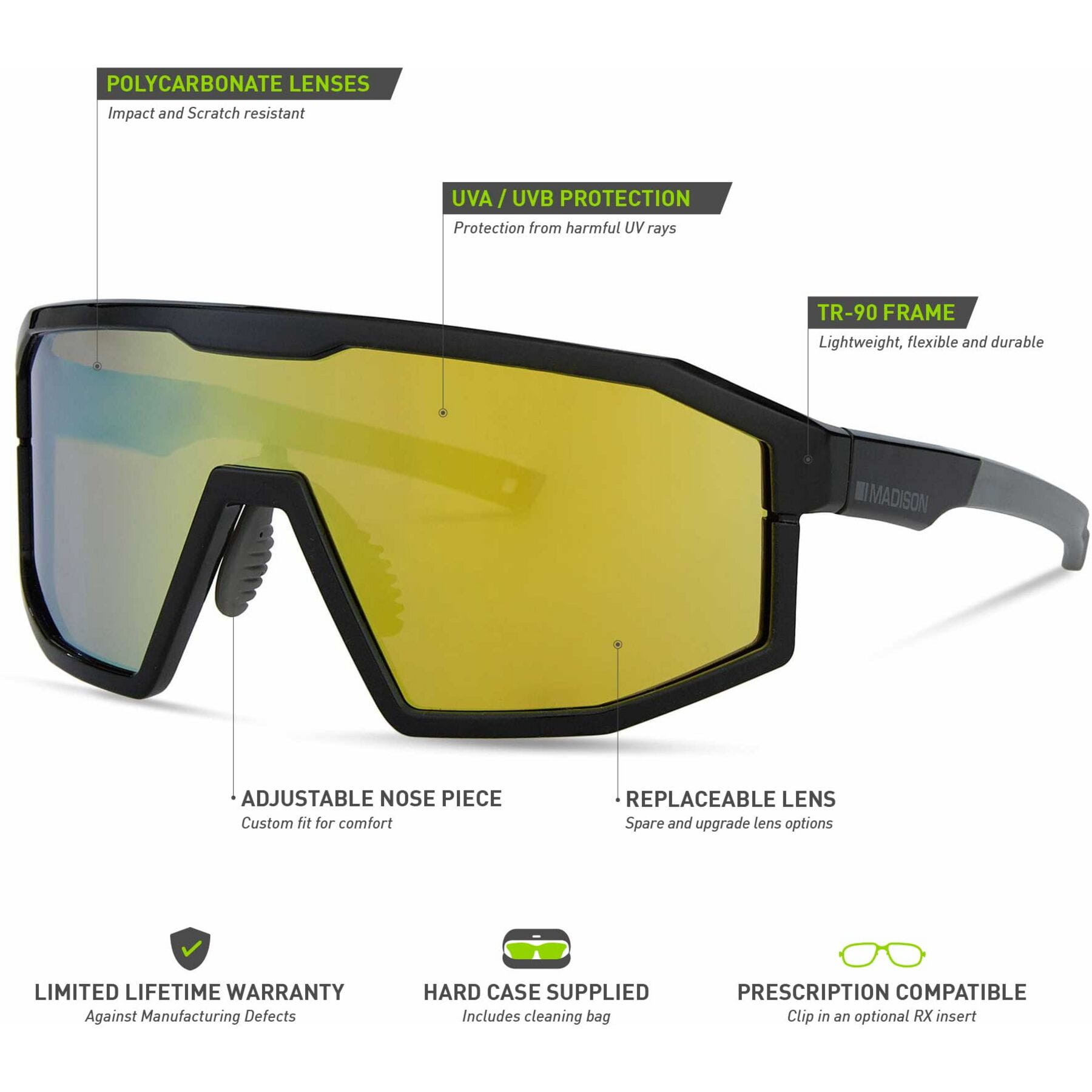 Madison Enigma Sunglasses - Gloss Black/ Bronze Mirror Lens - Image 5