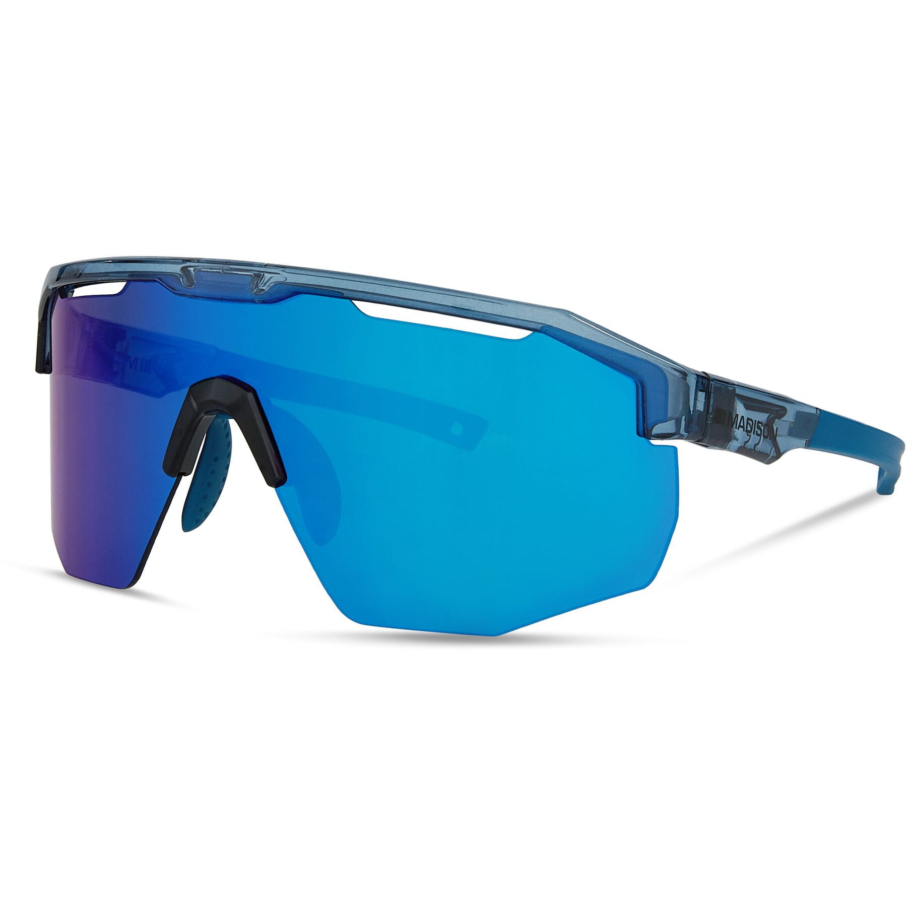 Madison Cipher Sunglasses in Crystal Gloss Blue with 3 Pack of Lenses Blue mirror/ Amber and Clear