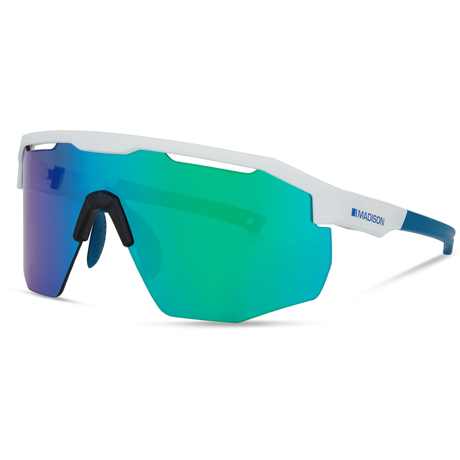 Madison Cipher Sunglasses - White with Green Mirror Lens