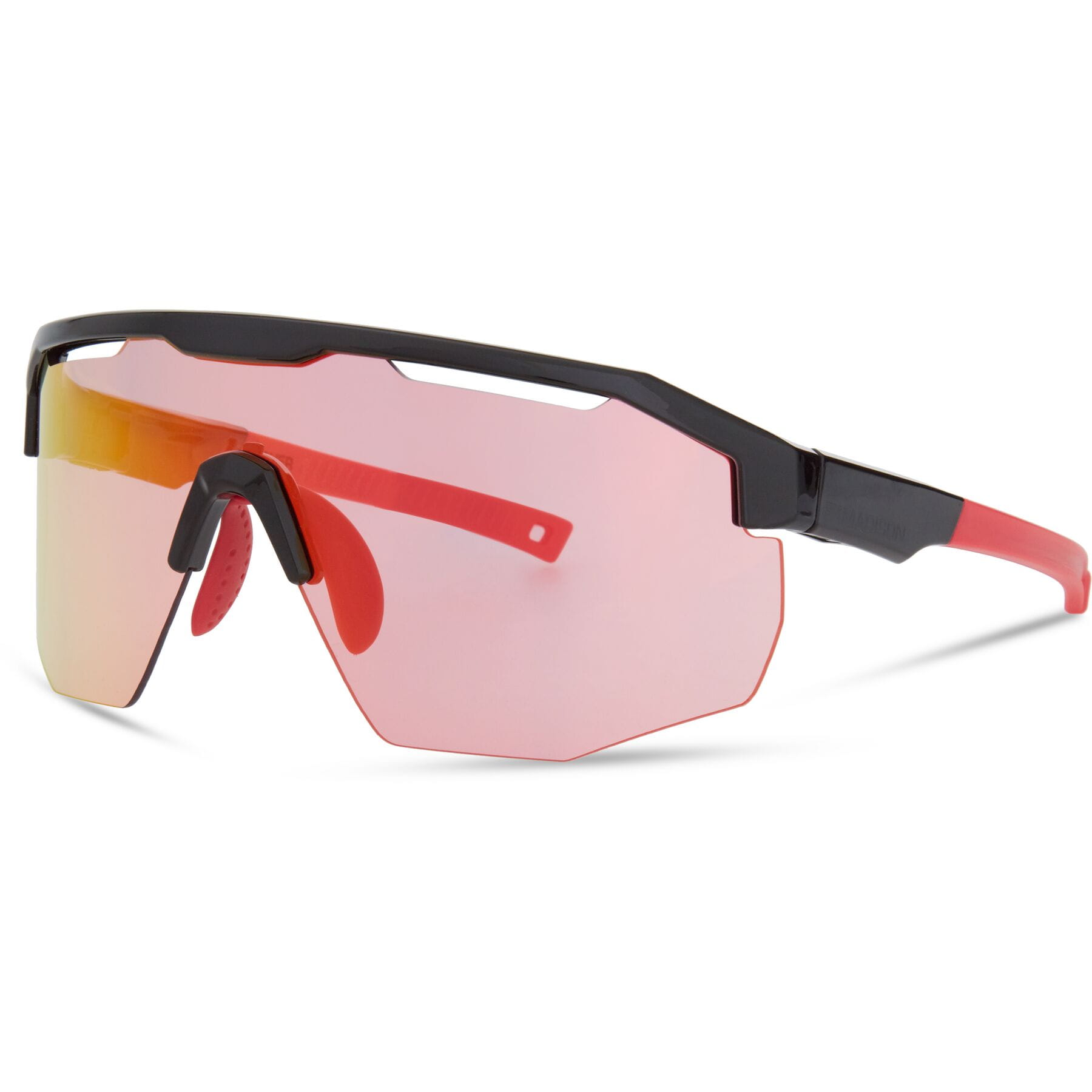 Madison Cipher Sunglasses in Gloss Black with Pink Rose Mirror