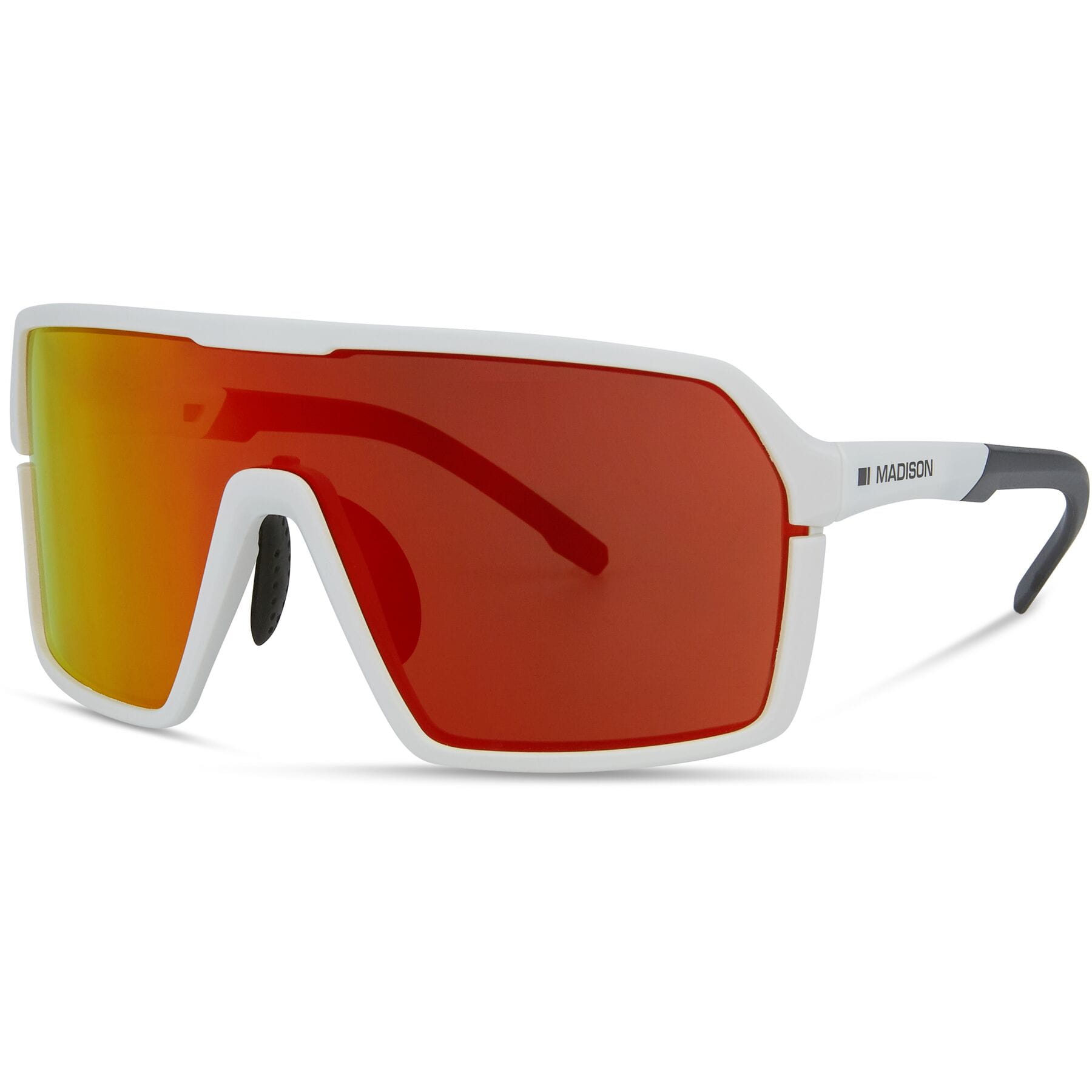 Madison Crypto Sunglasses in Gloss White with 3 Pack of Lenses - Fire Mirror/ Amber and Clear