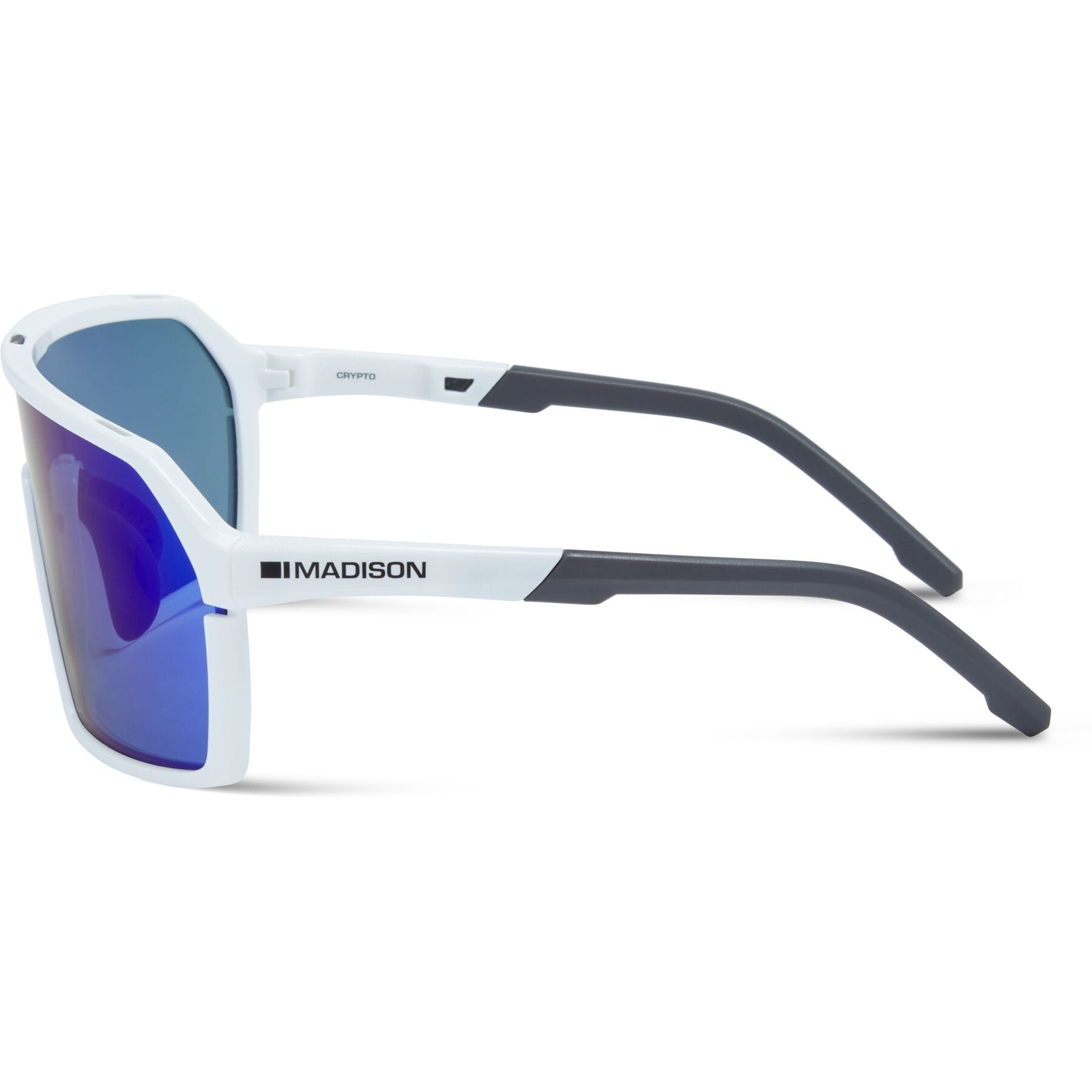 Madison Crypto Sunglasses in Gloss White with 3 pack of Lens - Blue Mirror / Amber and Clear - Image 3
