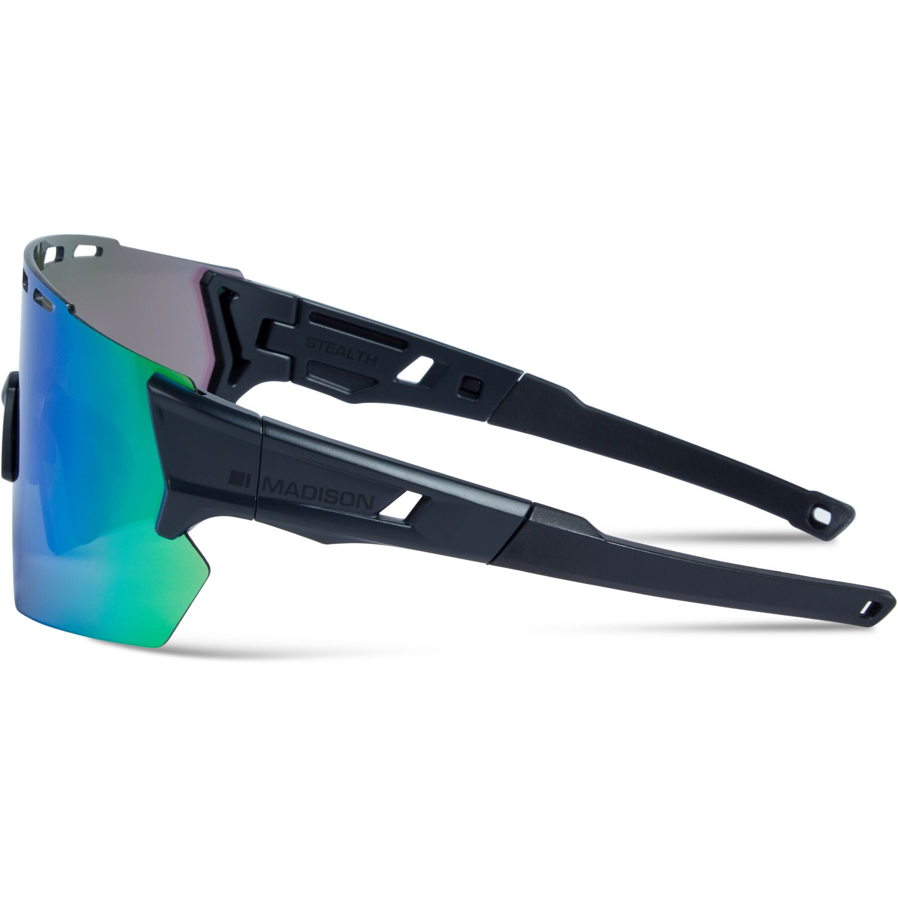 Madison Stealth II Sunglasses Matt Dark Grey / Green Mirror - Image 3