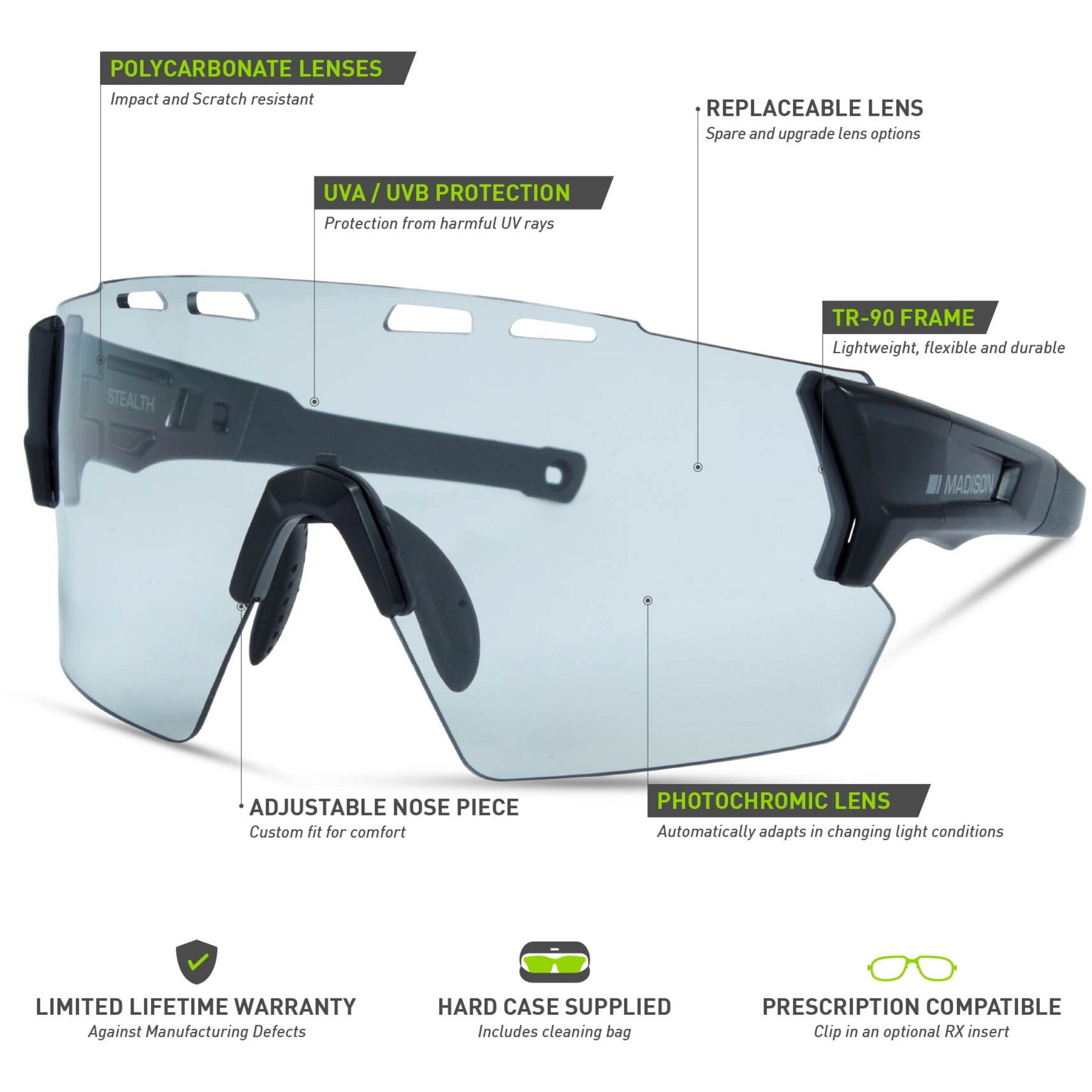 Madison Stealth Sunglasses Matte Black/ Photochromic Lens - Image 4