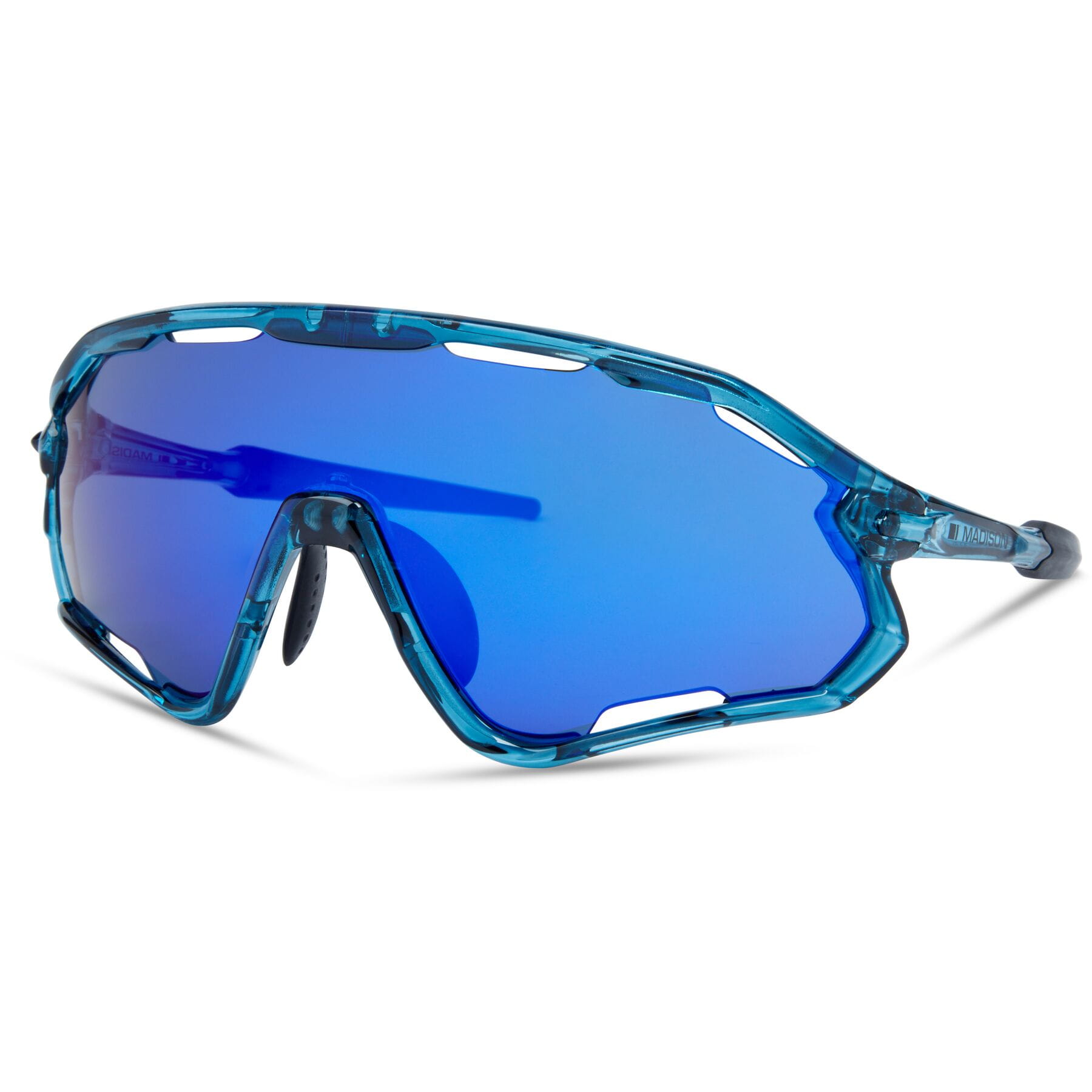 Madison Code Breaker II Sunglasses in Crystal Gloss Blue with 3 Pack of Lens - Blue Mirror/ Amber/ Clear