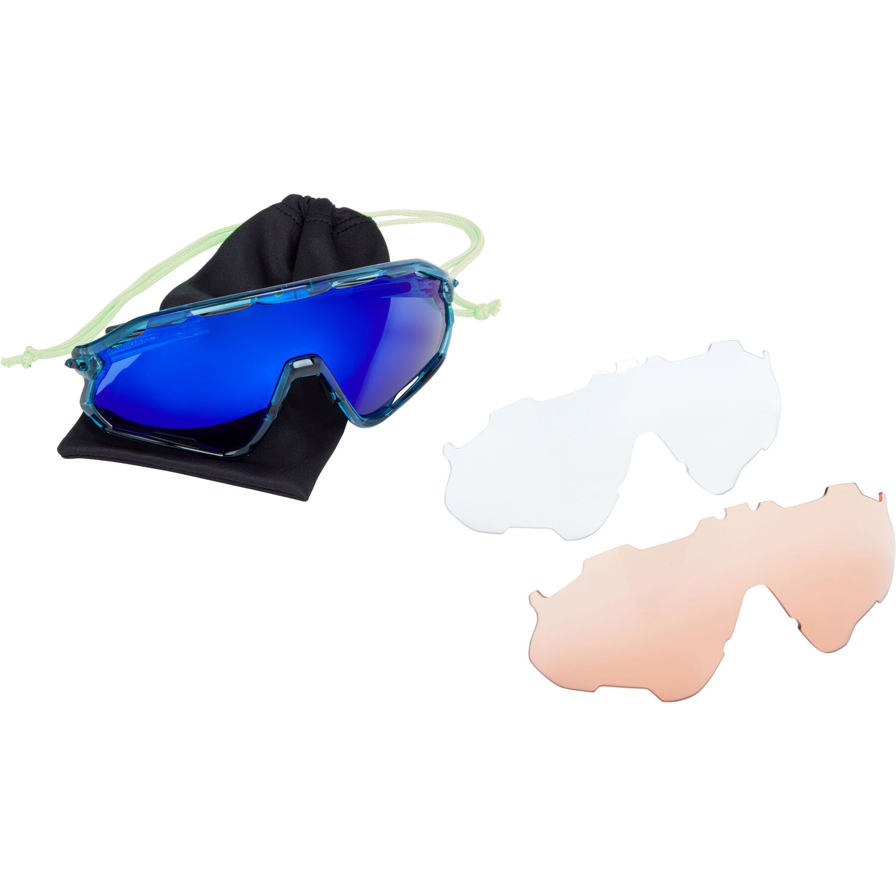 Madison Code Breaker II Sunglasses in Crystal Gloss Blue with 3 Pack of Lens - Blue Mirror/ Amber/ Clear - Image 5