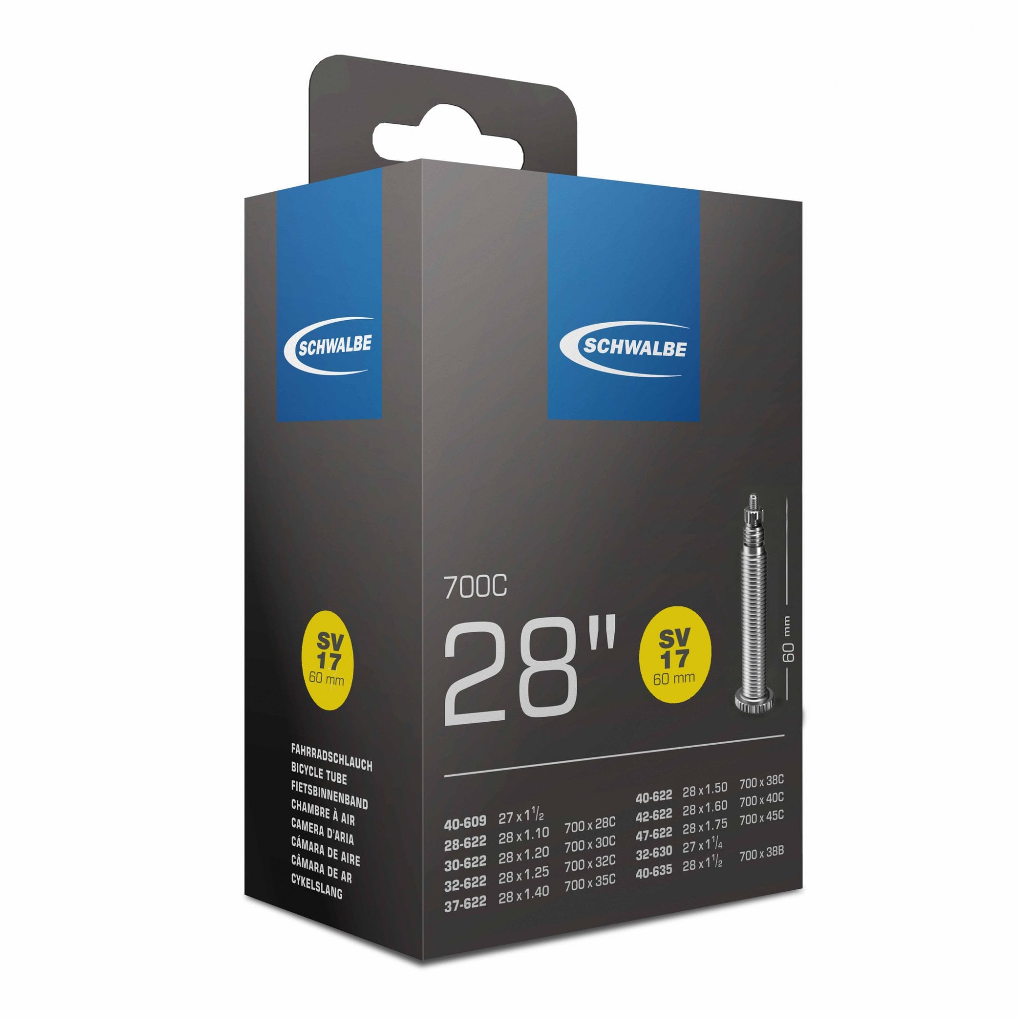 Schwalbe SV17 700 x 28 - 47mm Inner Tube with 60mm Presta Valve