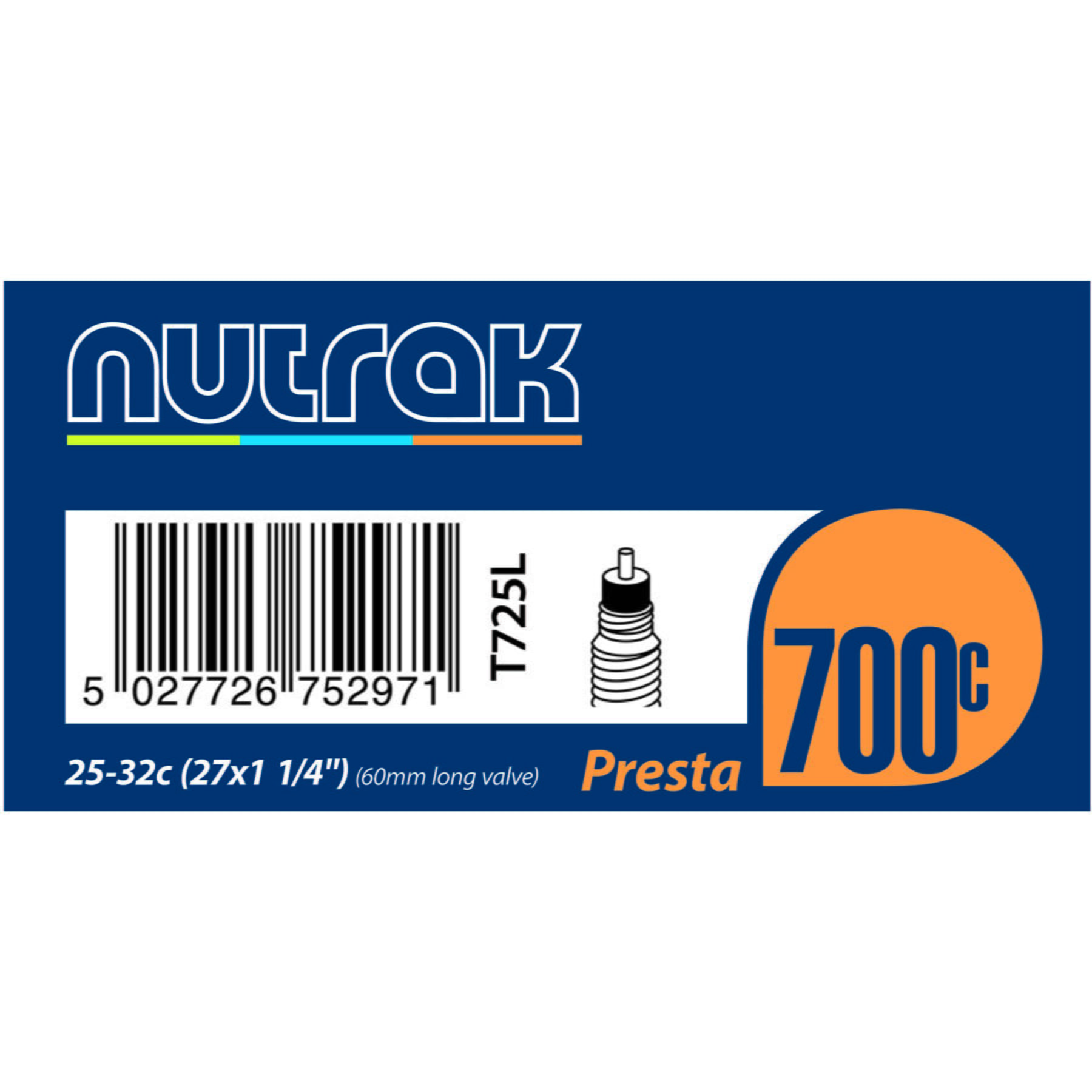 Nutrak 700 x 25 - 32C Presta 60 mm Long Valve Inner Tube